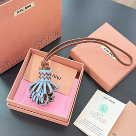 MIUMIU cuero borla flor bolsa cuerda colgante-3555  