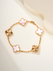 Van Cleef & Arpels rosa madre de perla pulsera de flores-3565  