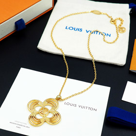 Louis Vuitton LV floral redondo flor hueco alambre de metal contorno collar-3571  