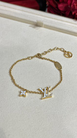 Louis Vuitton LV blanco esmalte carta pulsera de oro-3643  