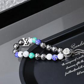 Louis Vuitton LV cadena de metal con cuentas letra inscripción pulsera-3672  
