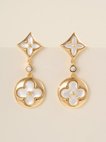 Louis Vuitton LV madre de perla blanco pendientes-3780  