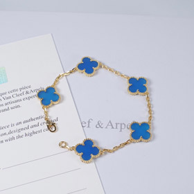Van Cleef & Arpels Royal Blue Cinco flores de cuatro hojas de trébol pulsera-3794