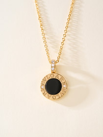 Bulgari doble cara moneda negro y blanco collar de madre de perla-4001  