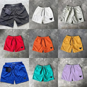 PRADA Logotipo de color sólido encaje-Up pantalones cortos casuales rectos-2903  