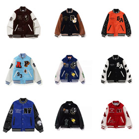 BAPE Colorblock digital parche bordado chaqueta de béisbol-4242  