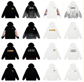 AMIRI tinta salpicada pintura estrellado cielo grieta unicornio brazo sudadera con capucha-4494  